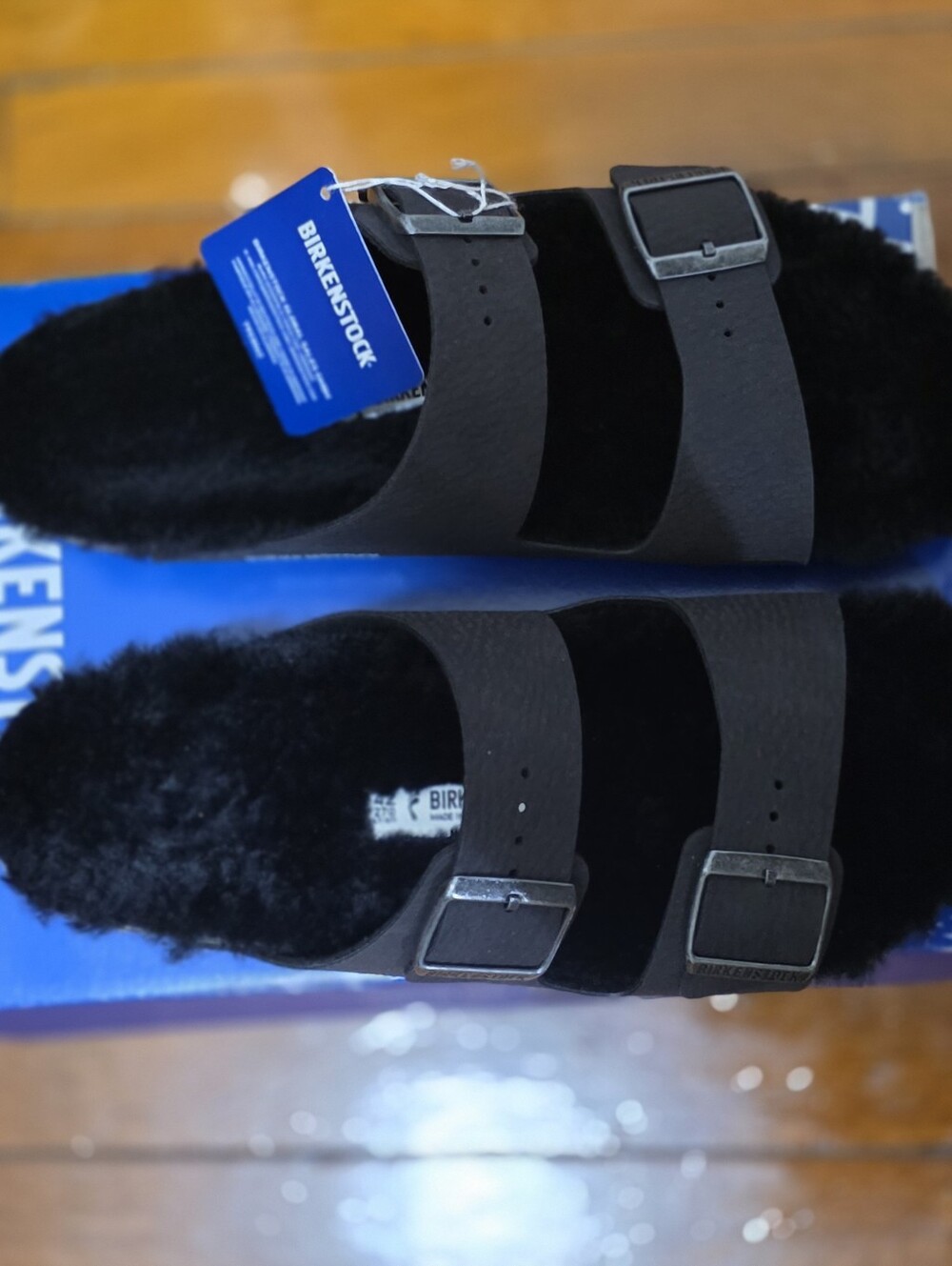 Birkenstock Arizona BS Desert Dust Double-Strap Shearling Slide Sandals